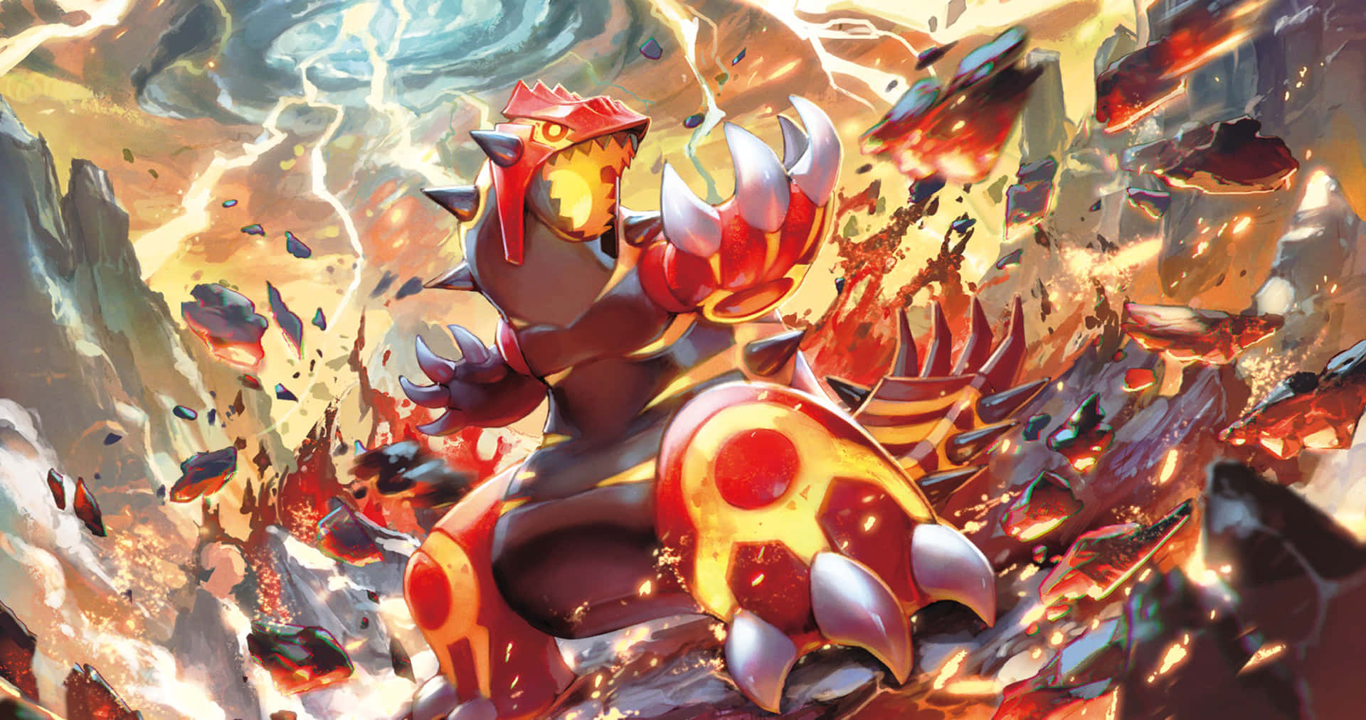 Primal Groudon In Battlefield Background