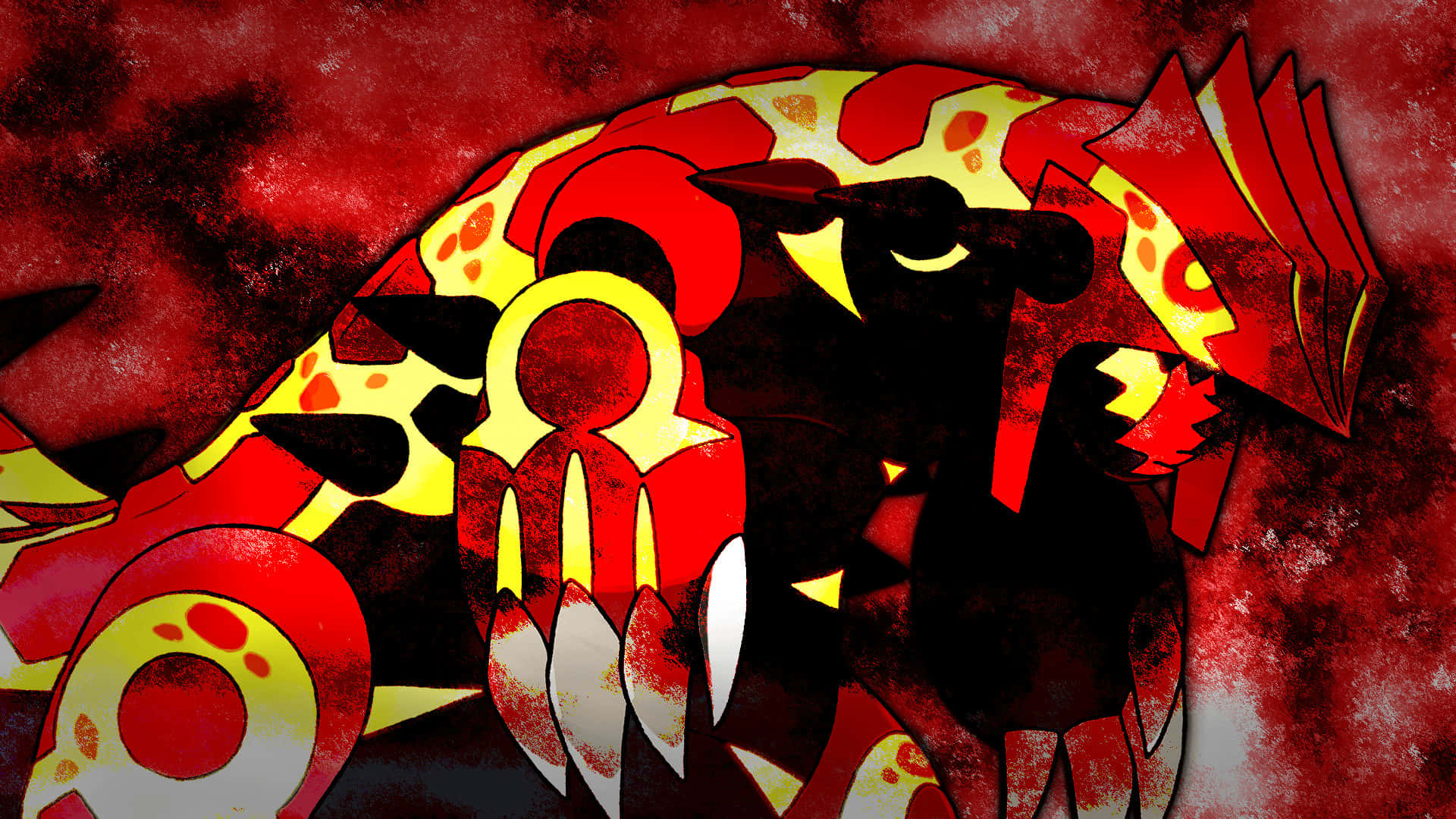 Primal Groudon In Red Abstract Background