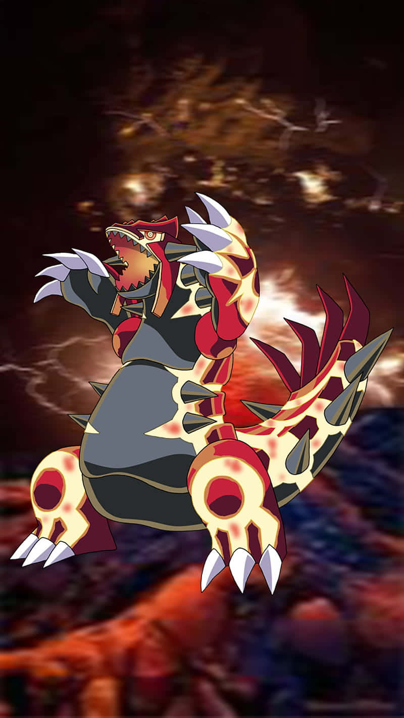 Primal Groudon In Volcano Backdrop Background