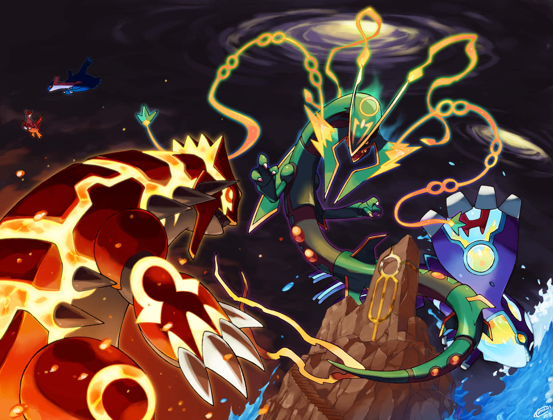 Primal Groudon, Kyogre, And Rayquaza Background