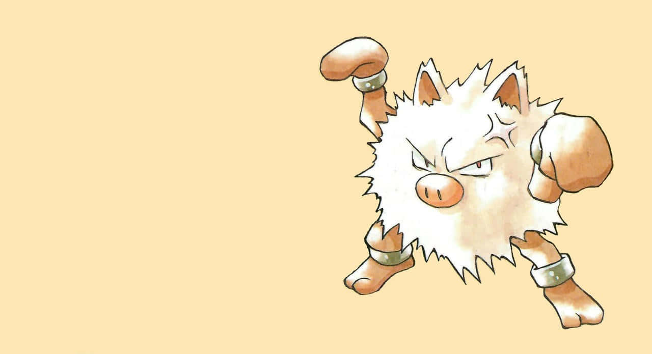Primape Pokemon On Cream Background Background
