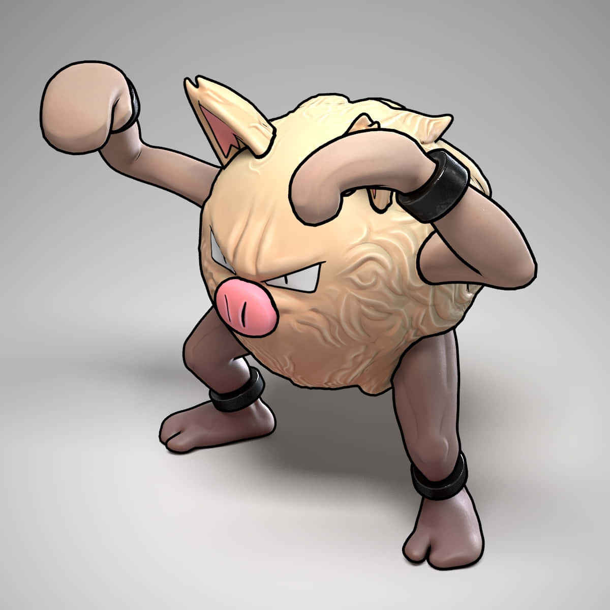 Primeape 3d With Black Outline Background