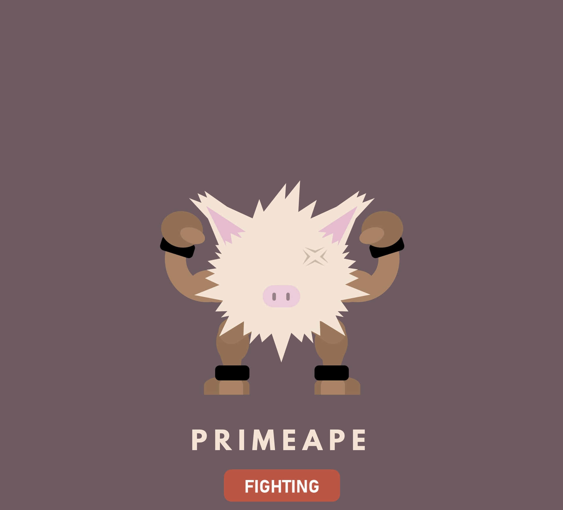 Primeape Minimalist Illustration With Name Background