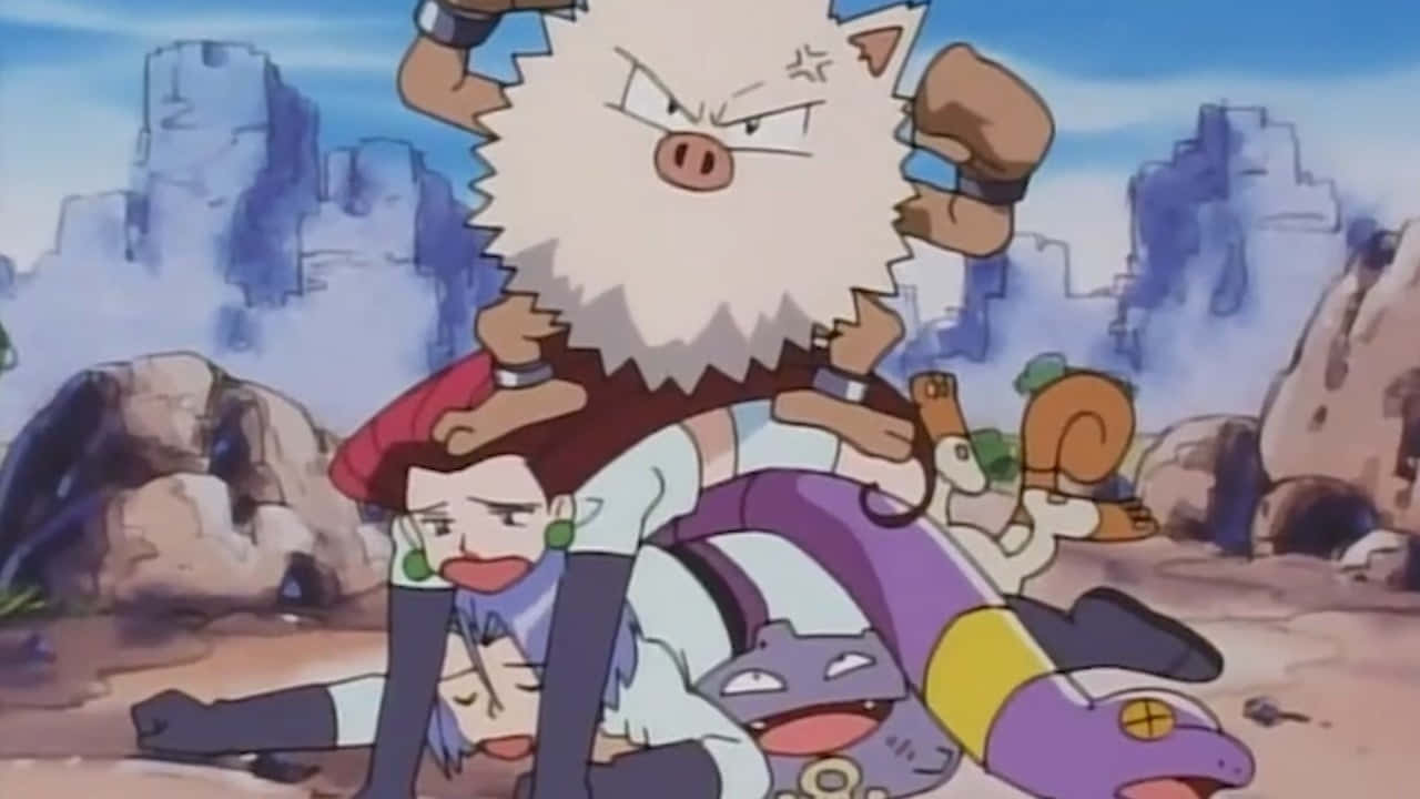 Primeape On With Team Rocket Background