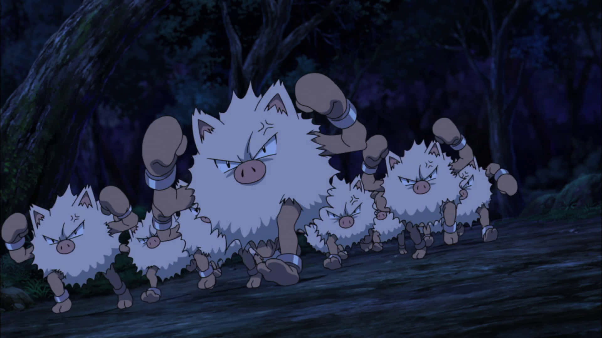 Primeape Pokemon In The Dark Background
