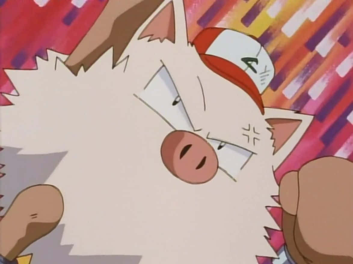 Primeape Pokemon Wearing A Cap Background