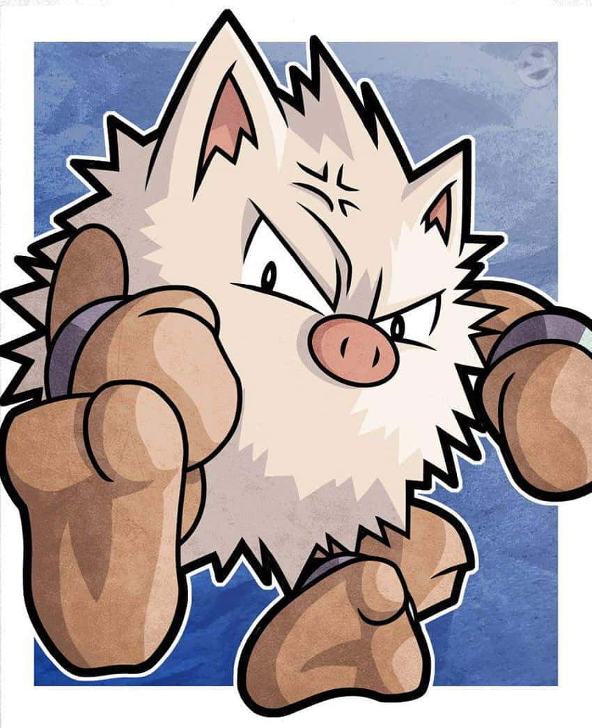 Primeape With Blue And White Background Background
