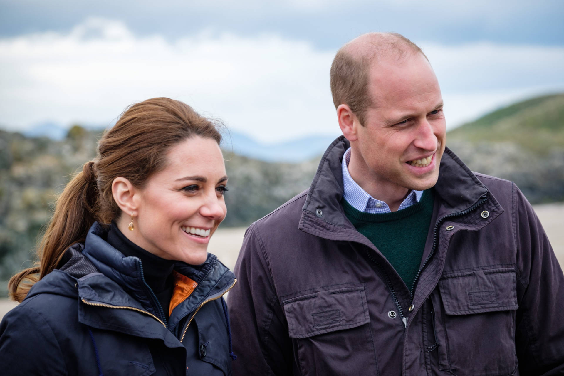 Prince William And Kate Wearing Jackets Background