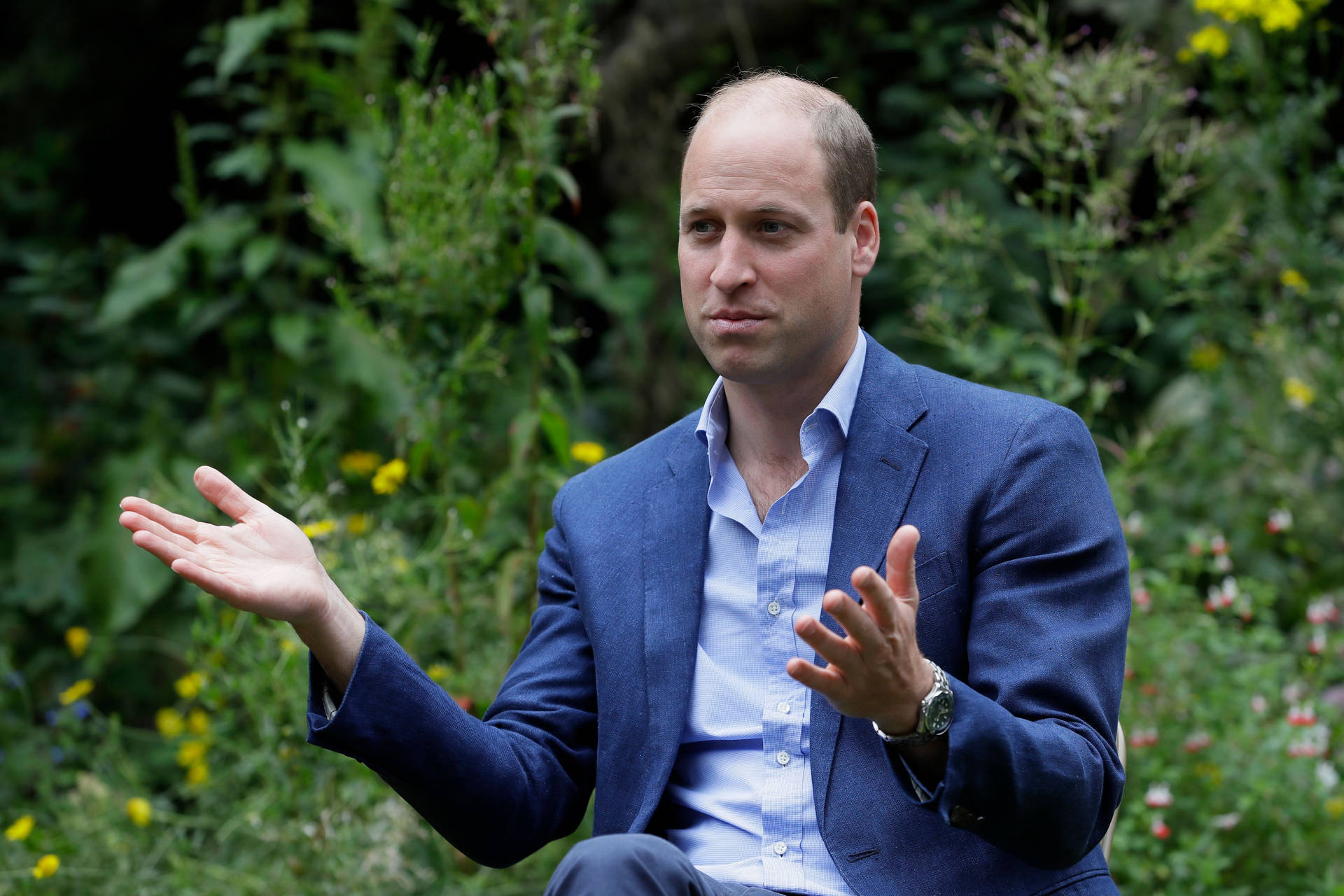 Prince William Gesturing With Hands Background