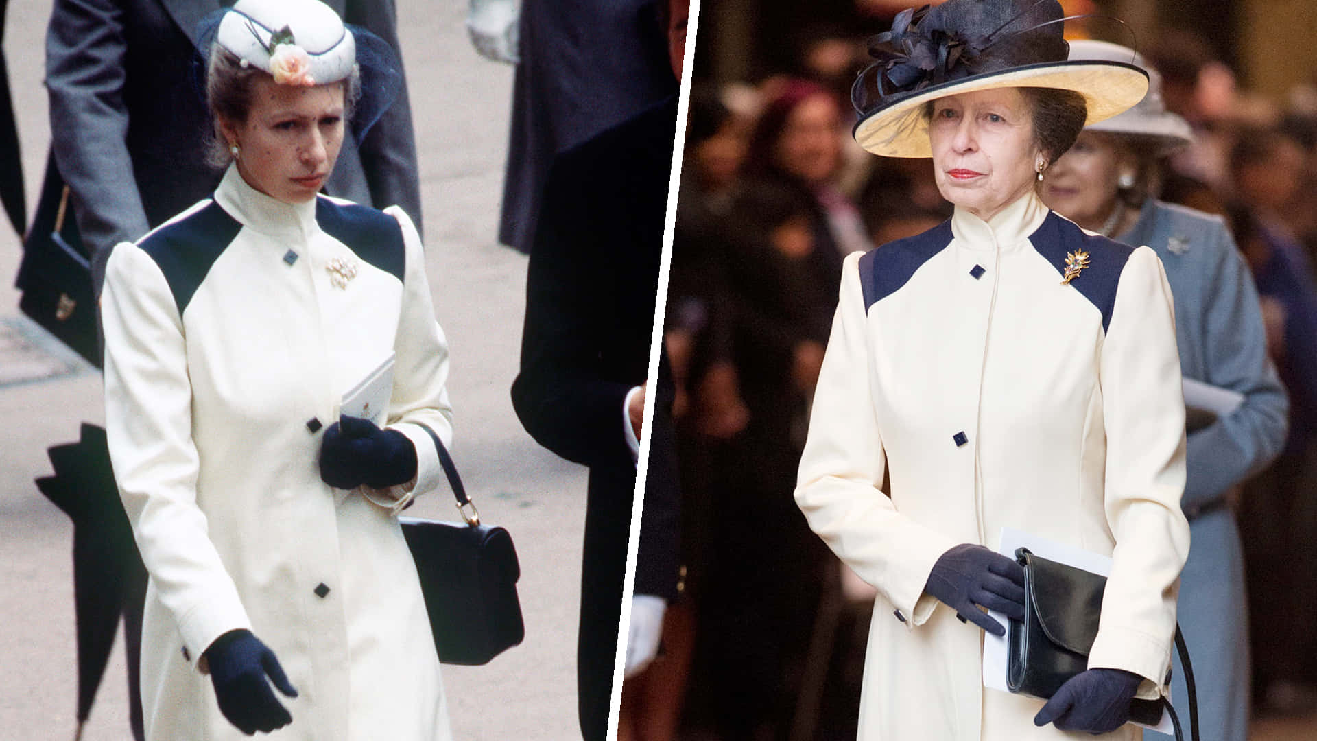 Princess Anne Rewears Cream And Navy Coat