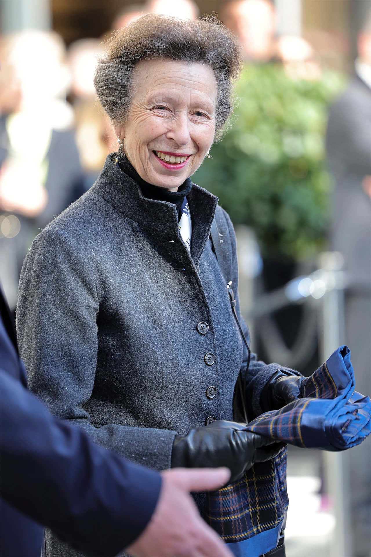 Princess Anne Sporting A Gray Outfit
