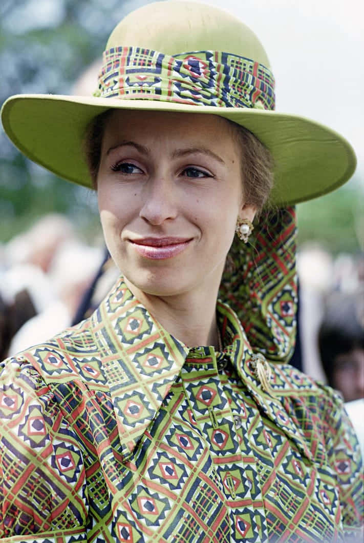 Princess Anne Wearing Matching Blouse And Hat Background