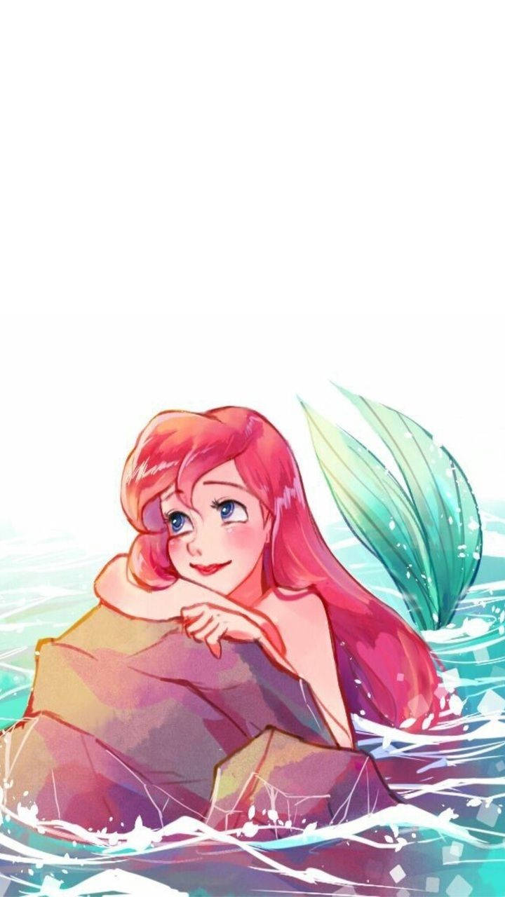 Princess Ariel Aesthetic Cartoon Disney Fanart Background