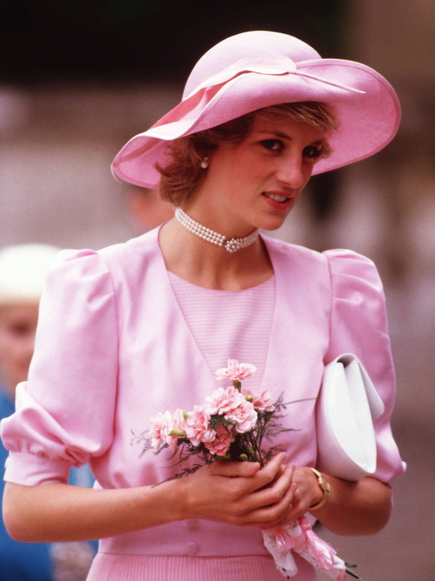 Princess Diana Fashion Icon In Pink Background