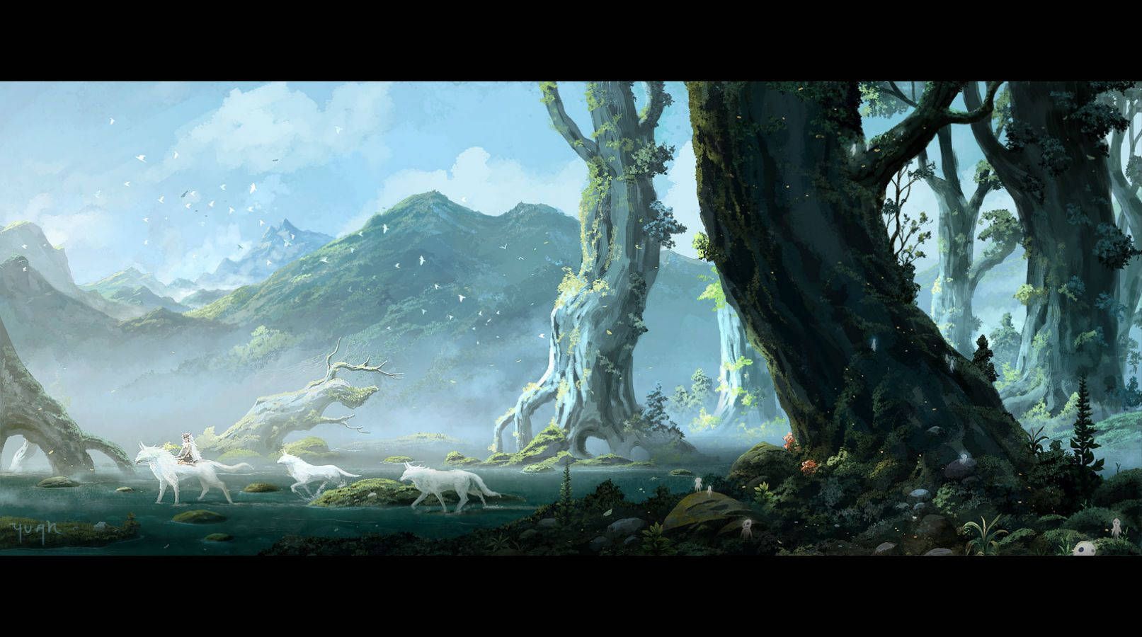 Princess Mononoke Moro Cubs Background
