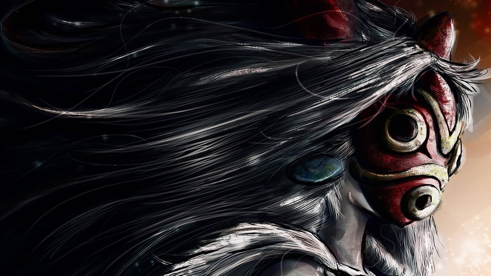 Princess Mononoke Red Mask Artwork Background