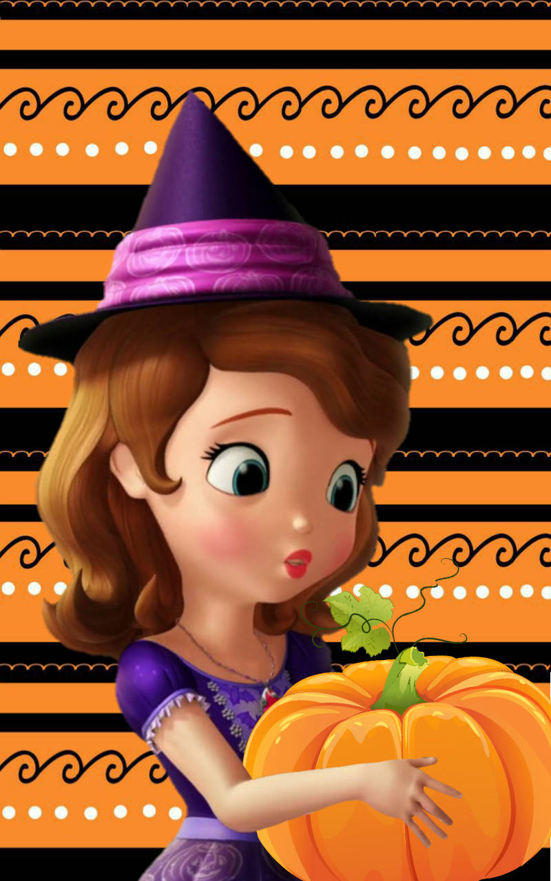 Princess Sofia Holding A Squash In An Adorable Pose. Background