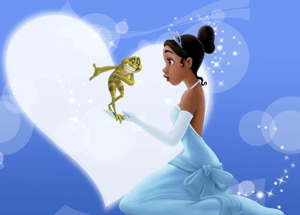 Princess Tiana In A Sparkling Green Gown Background