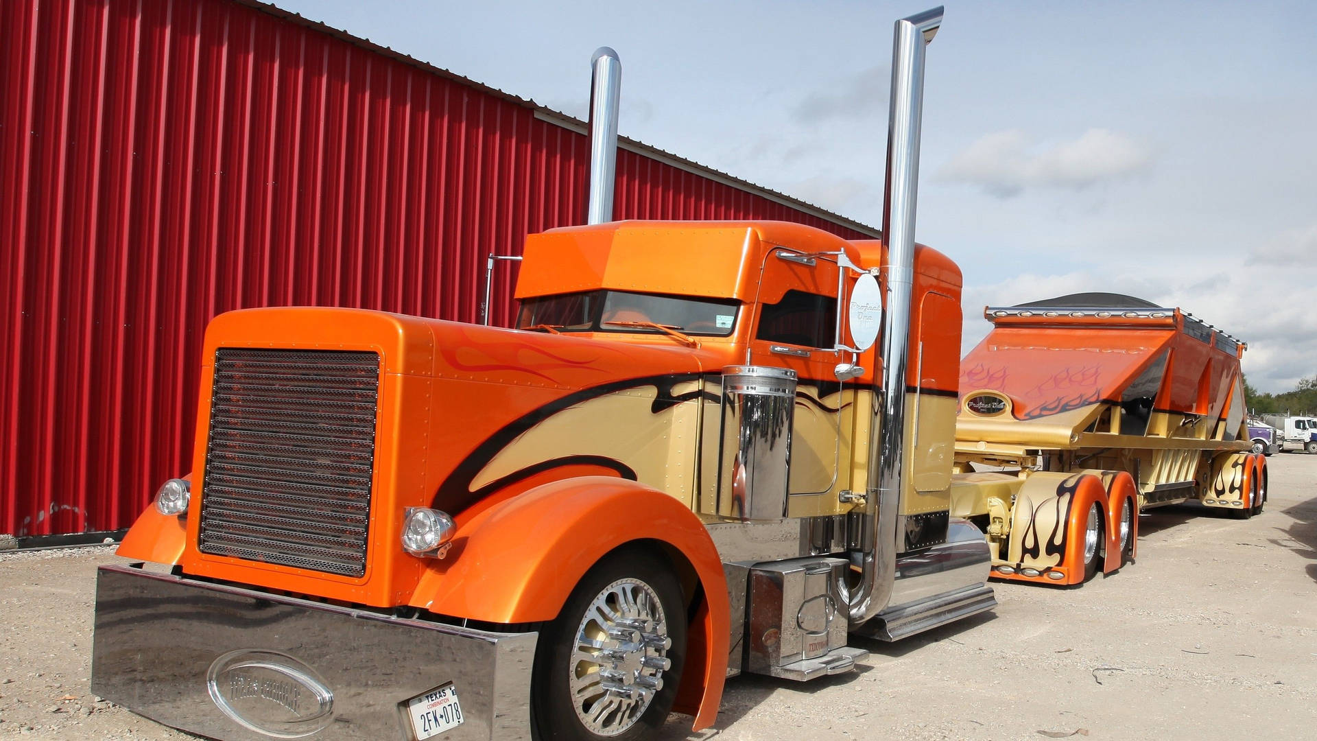 Printed Orange Peterbilt Background