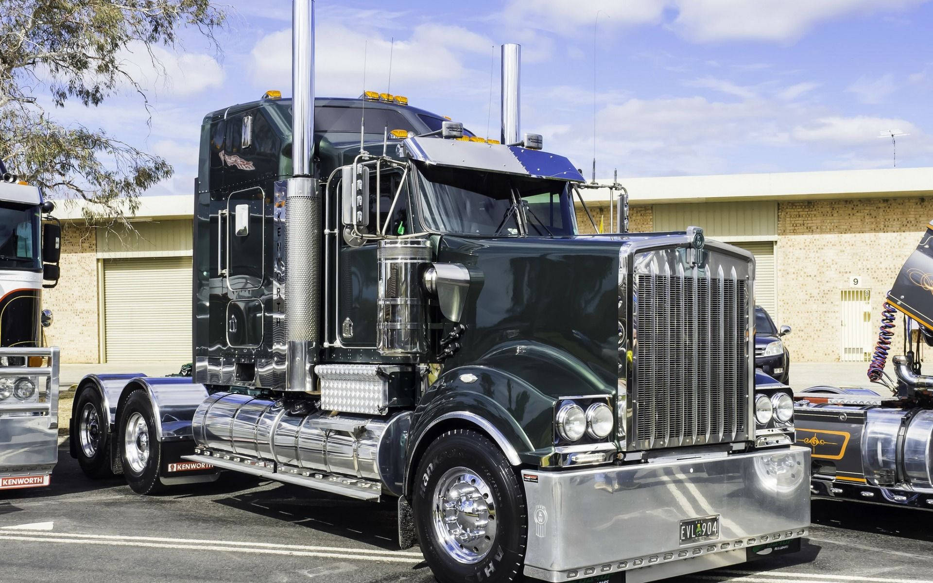 Pristine Black Kenworth Truck Background