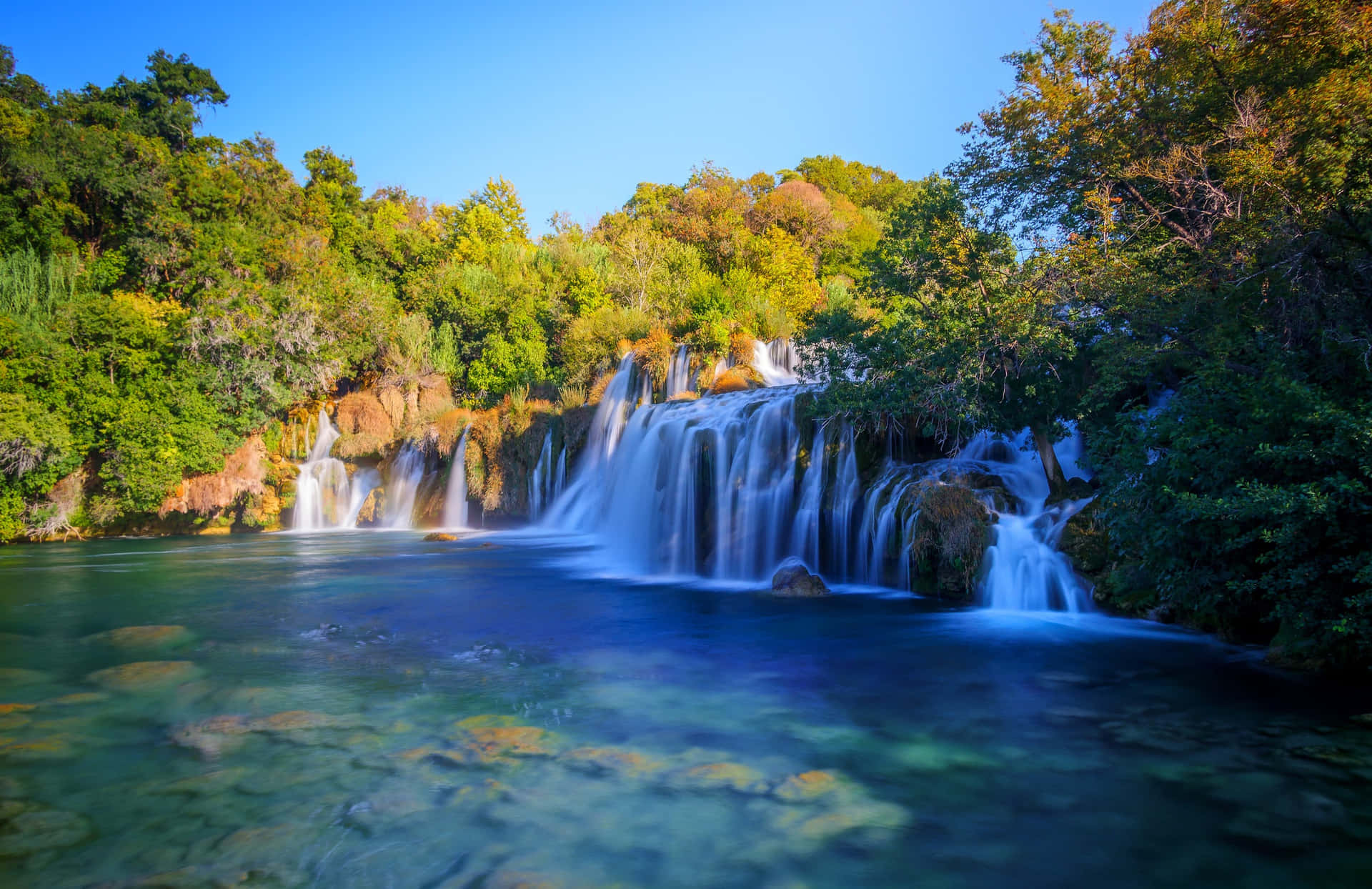 Pristine Waterfalls In Crotia Background
