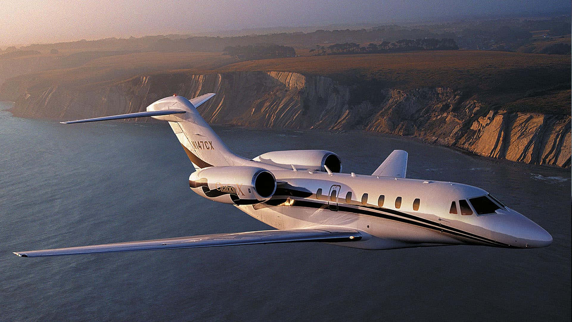 Private Jet Flying Background