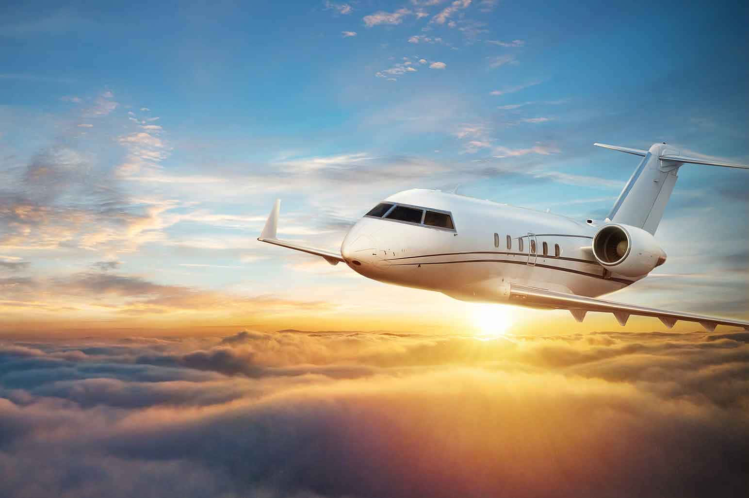 Private Jet Flying Background