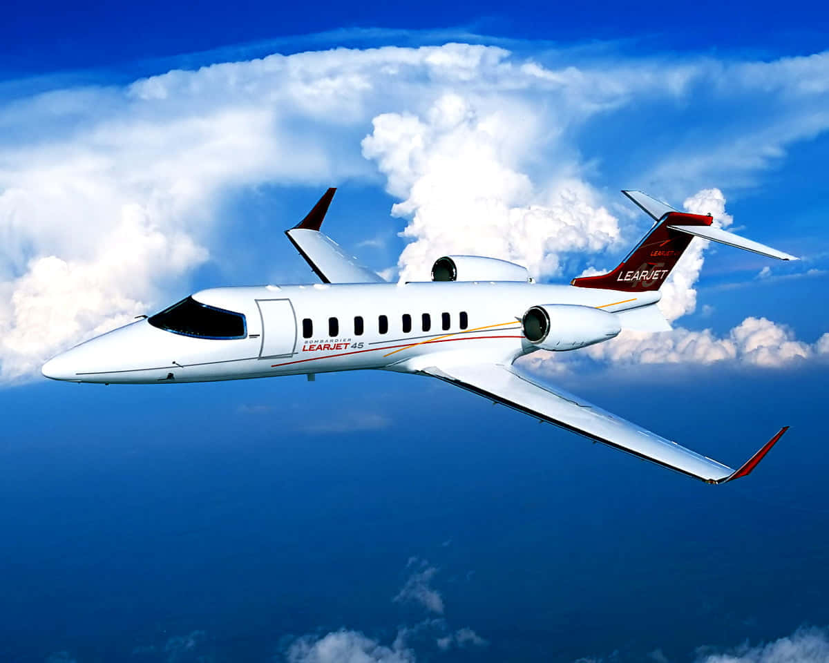 Private Jet In Sky Background