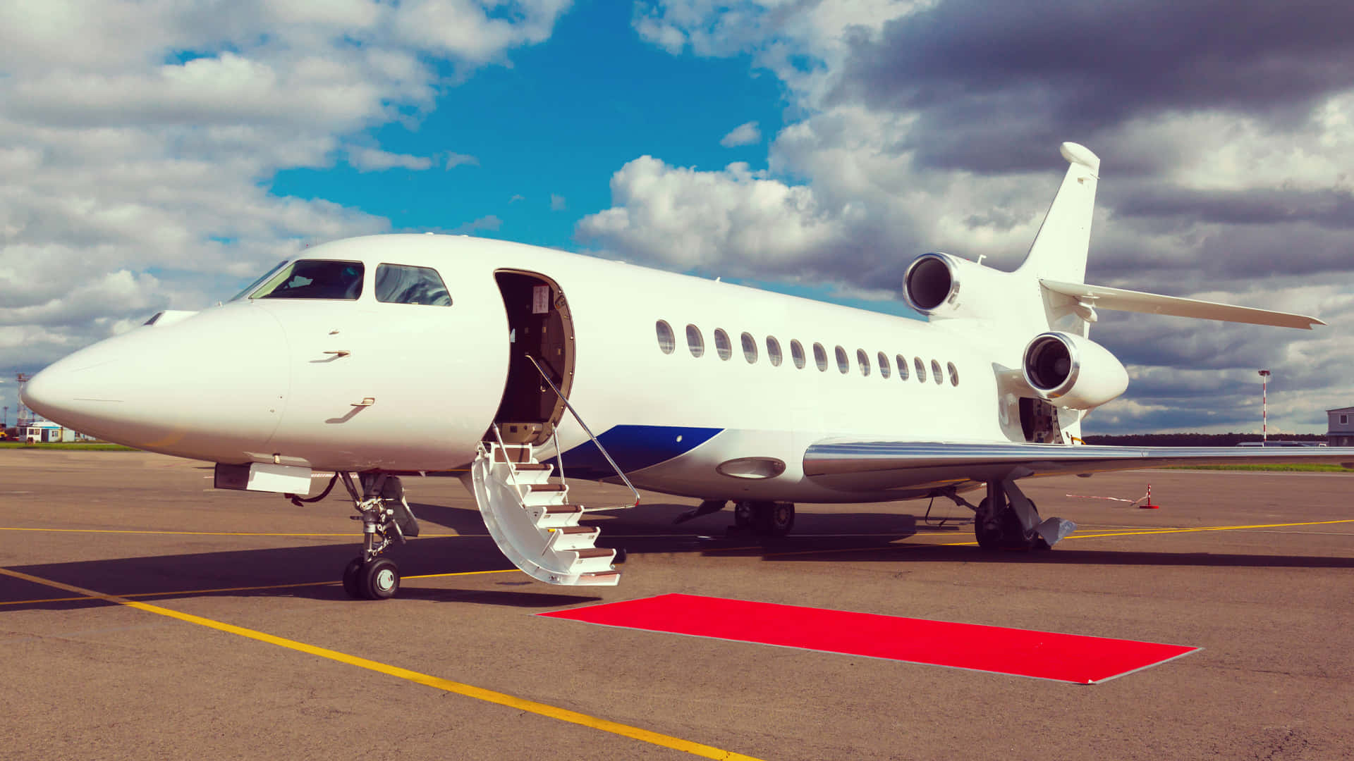 Private Jet With Carpet Background