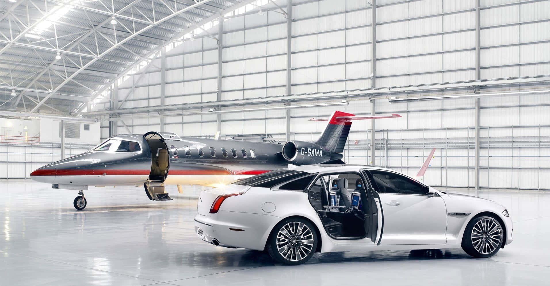 Private Jet With Jaguar Background