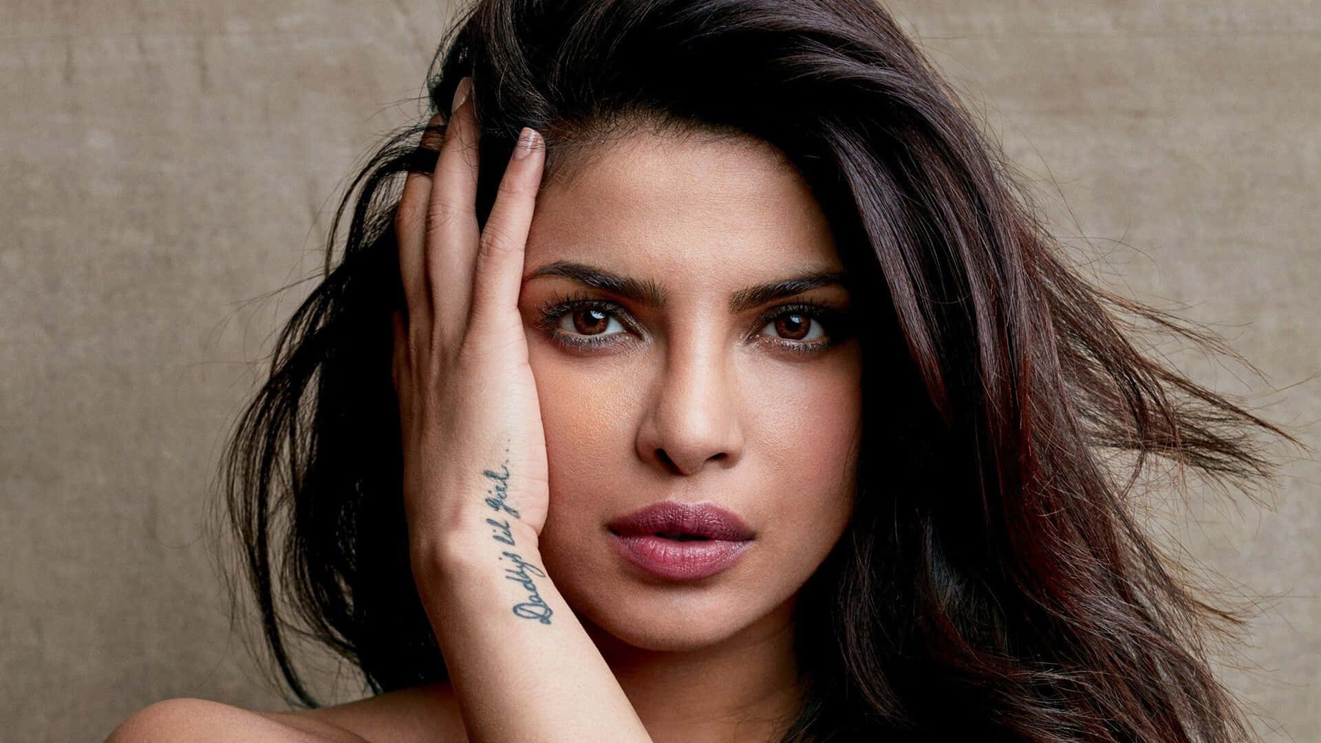 Priyanka Chopra Black Ink Hand Tattoo Background