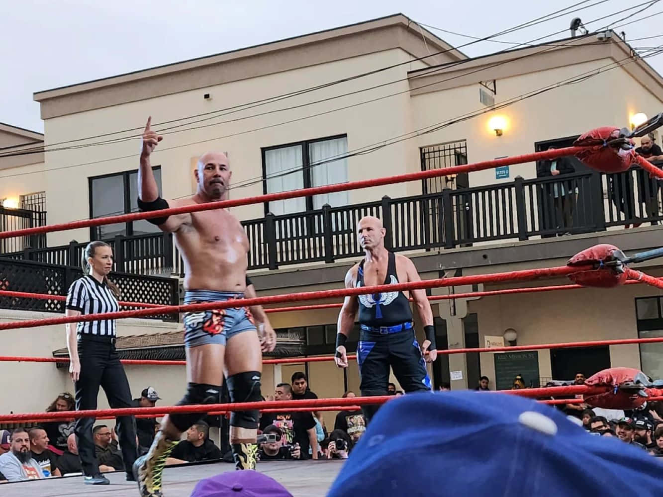 Pro Wrestling Match Outdoors Background