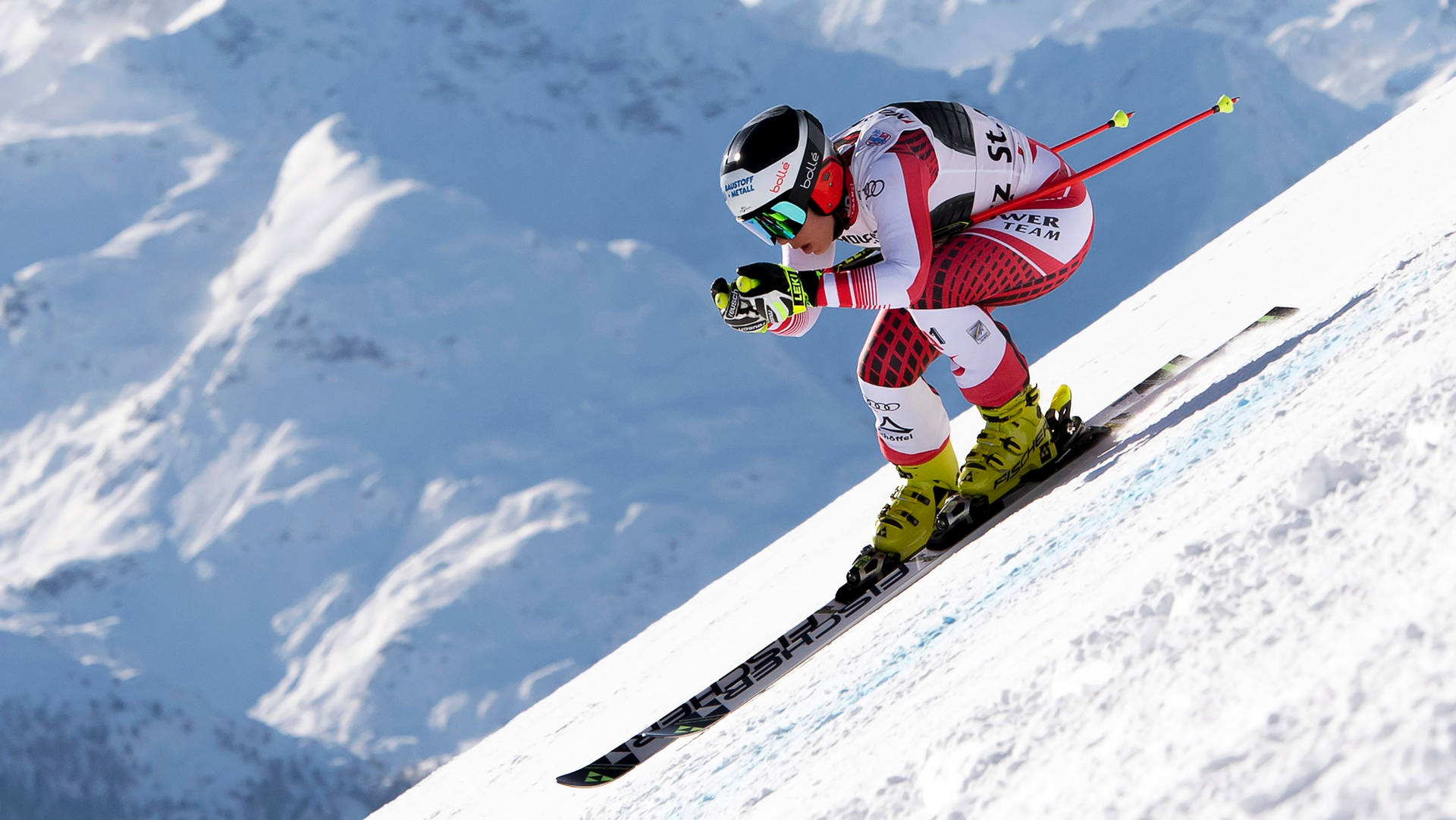 Professional Alpine Skier Nicole Schmidhofer In Competition Background