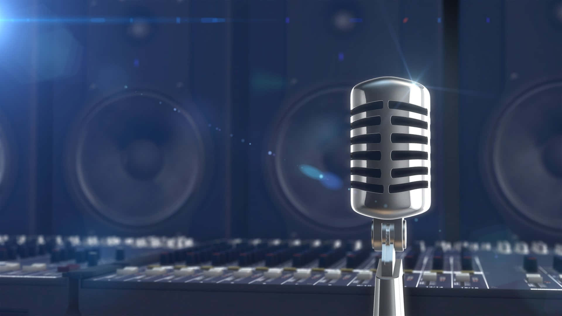 Professional Audio Equipment - Microphone And Mixing Console Background