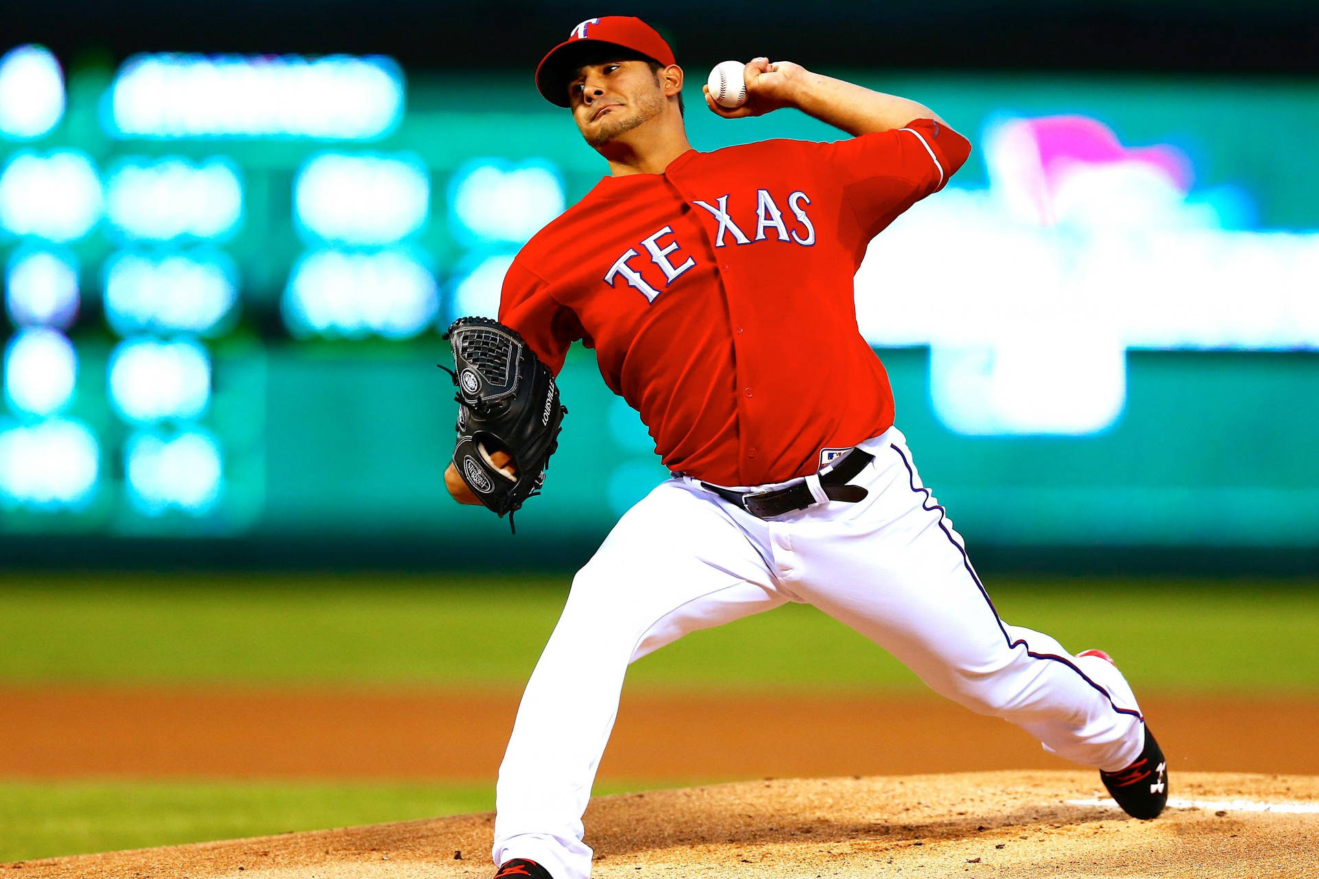 Professional Baseball Player, Martin Perez, In Action Background