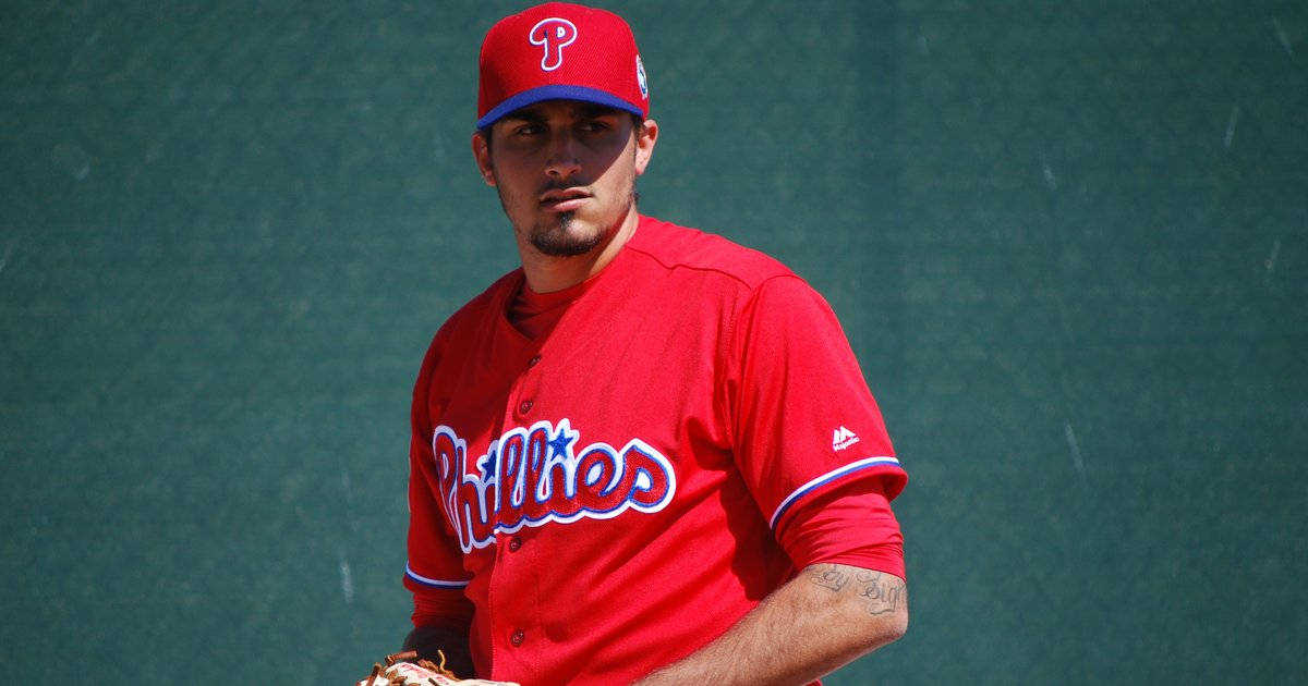 Professional Baseball Star, Zach Eflin, In Action. Background