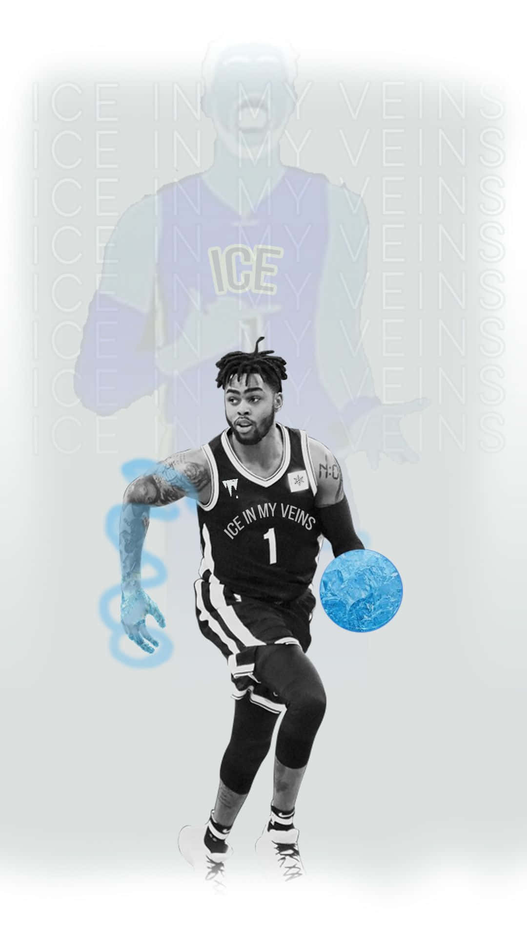 Professional Basketball Player D'angelo Russell In Action Background