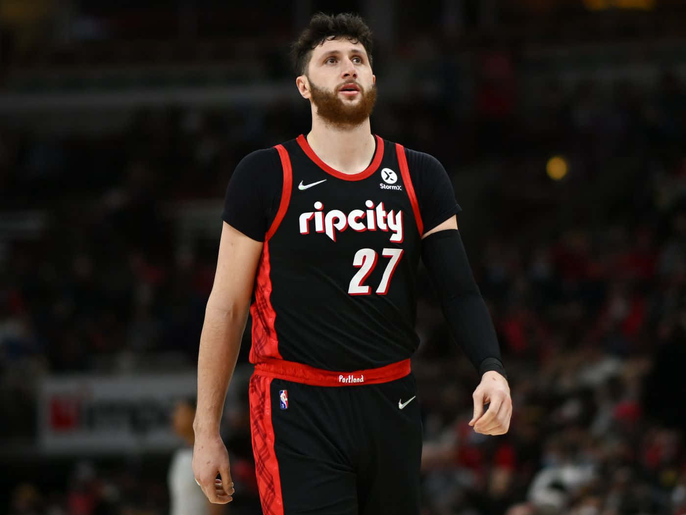 Professional Basketball Player Jusuf Nurkic Alternate Portland Trail Blazers Jersey Background