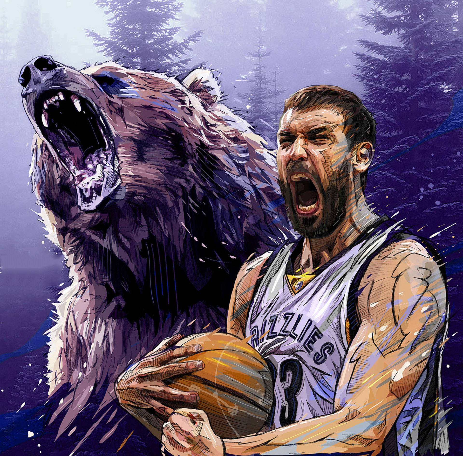 Professional Basketball Player Marc Gasol In Action Background