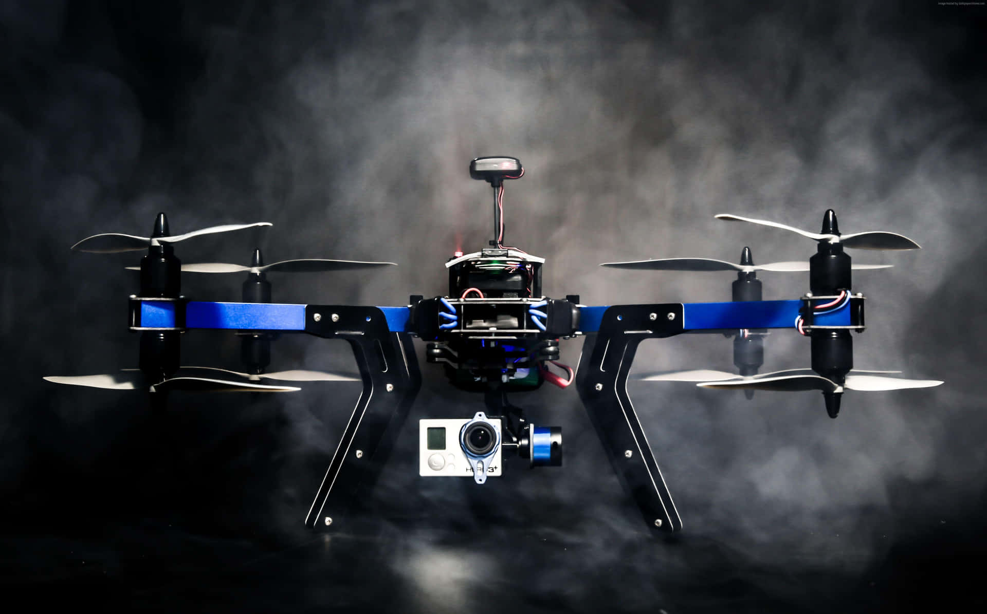 Professional Camera Dronein Smoky Backdrop Background