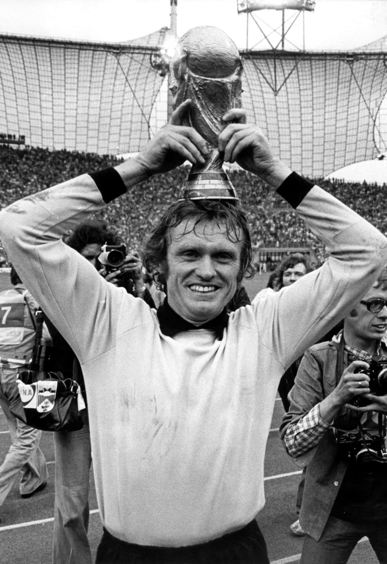 Professional Football Goalkeeper Sepp Maier 1974 Fifa World Cup Trophy Background