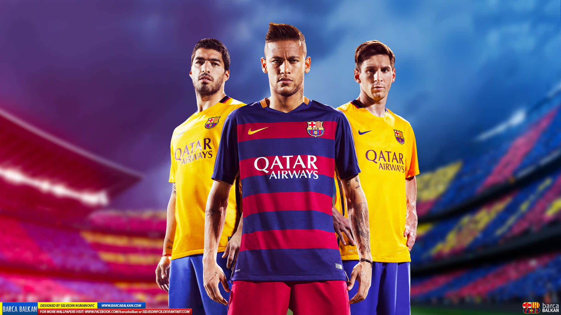 Professional Footballers Messi And Neymar Coming Together As One Strong Team Background