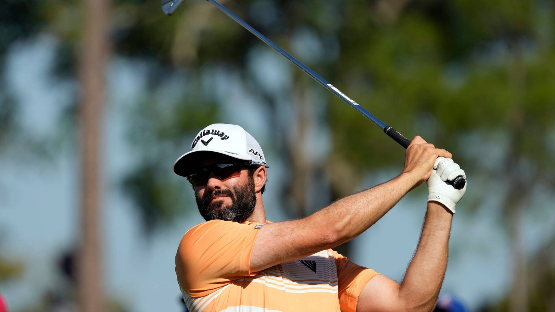 Professional Golfer Adam Hadwin In Full Swing Background