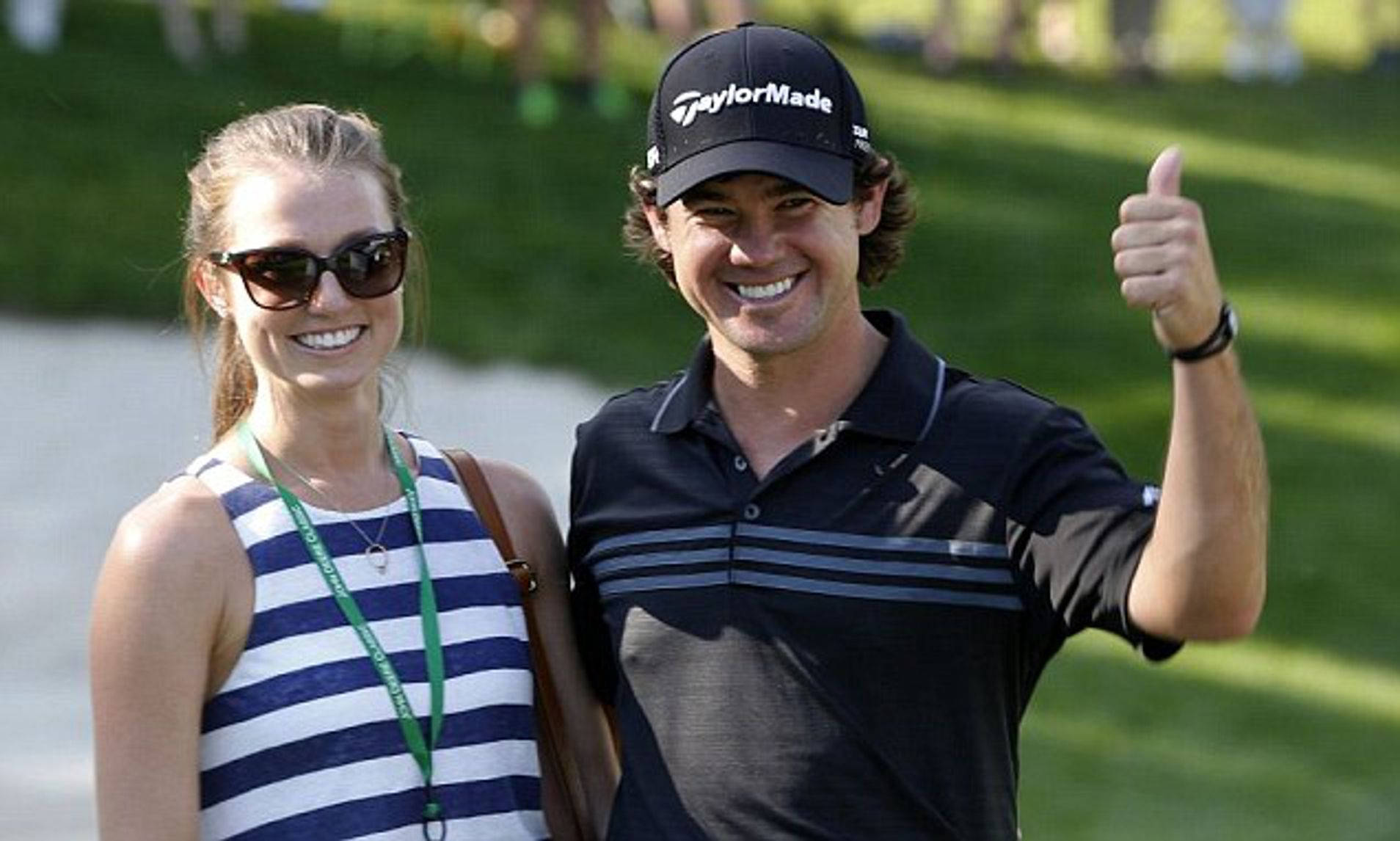 Professional Golfer Brian Harman Alongside Kelly Van Slyke Background