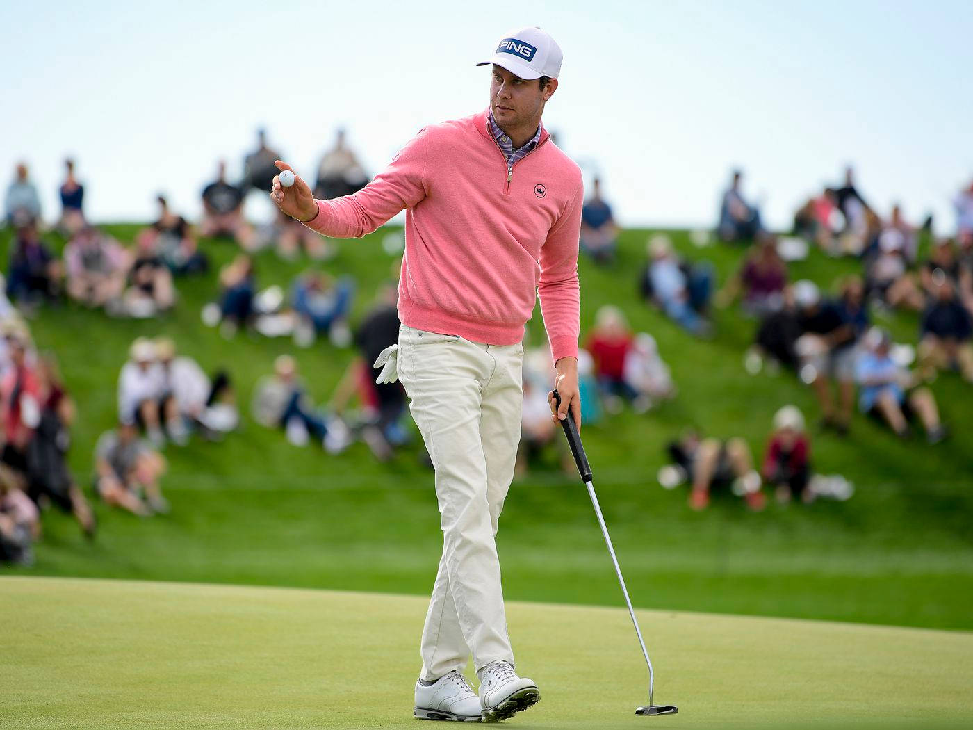 Professional Golfer Harris English Sporting A Pink Shirt