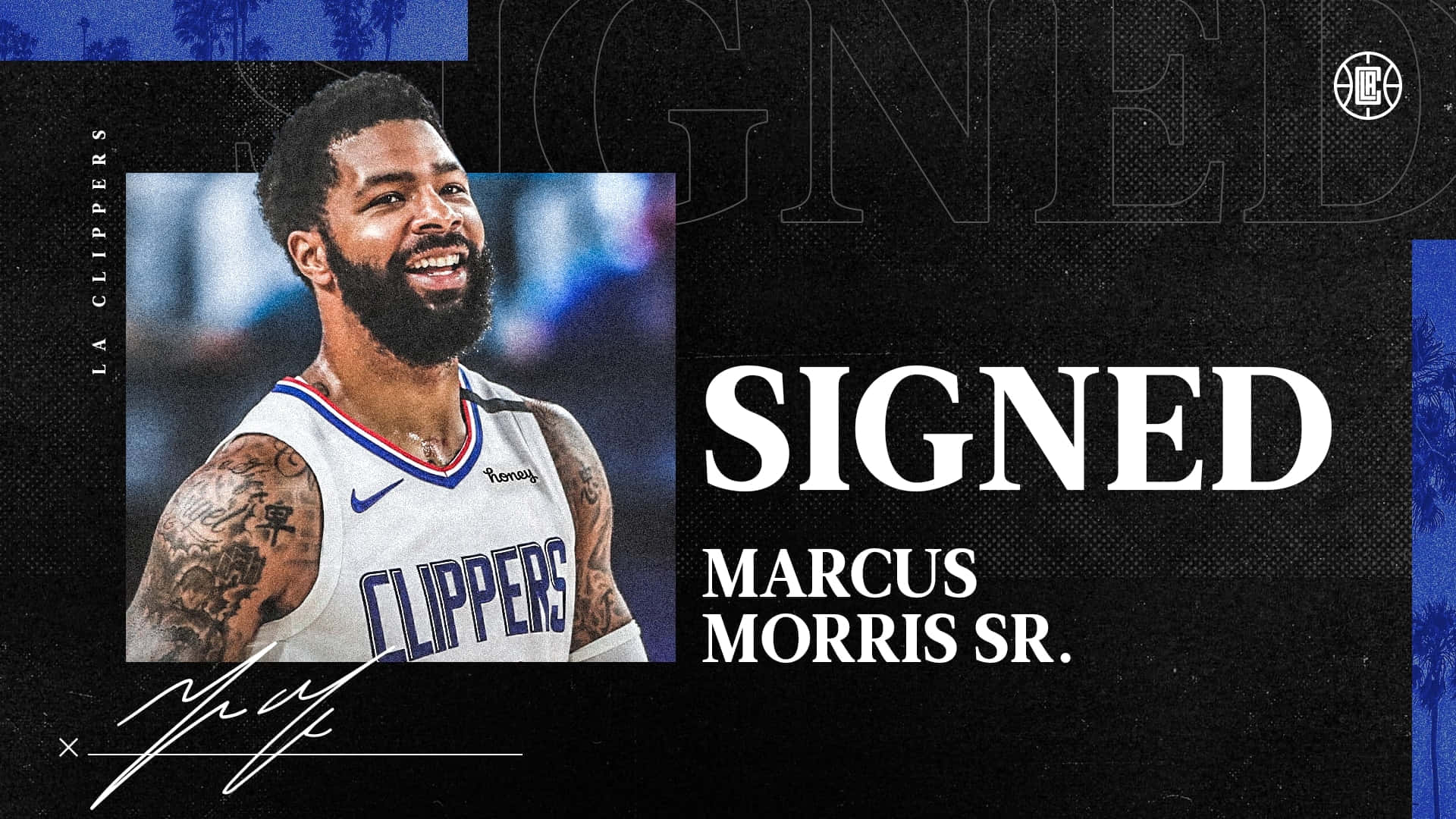 Professional Nba La Clippers Player Marcus Morris Sr. Illustration Background