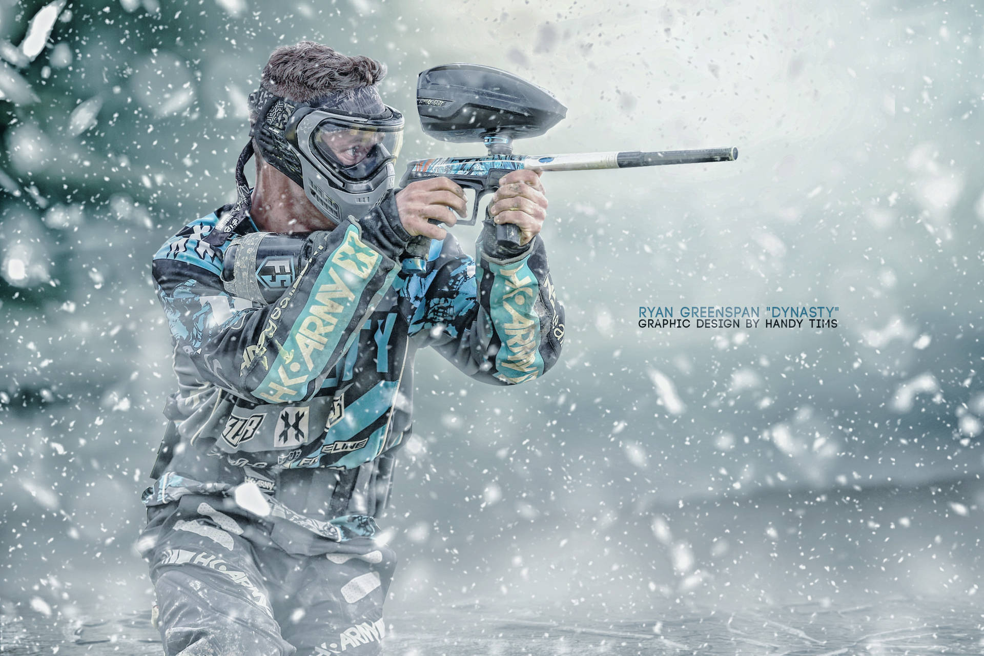 Professional Paintball Player In Action Background