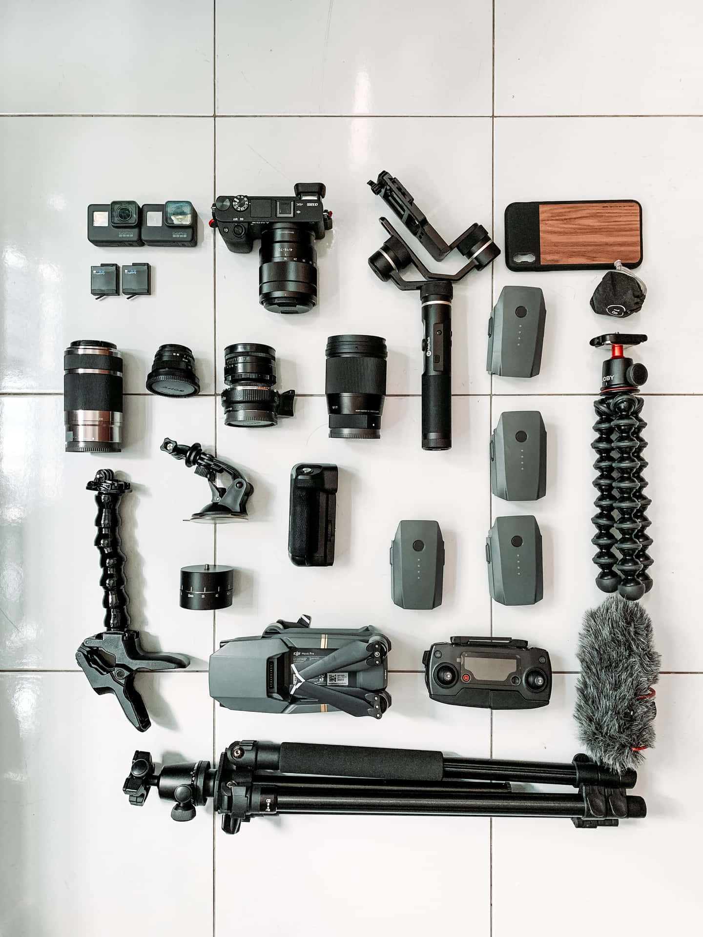 Professional Photography Gear From Top View