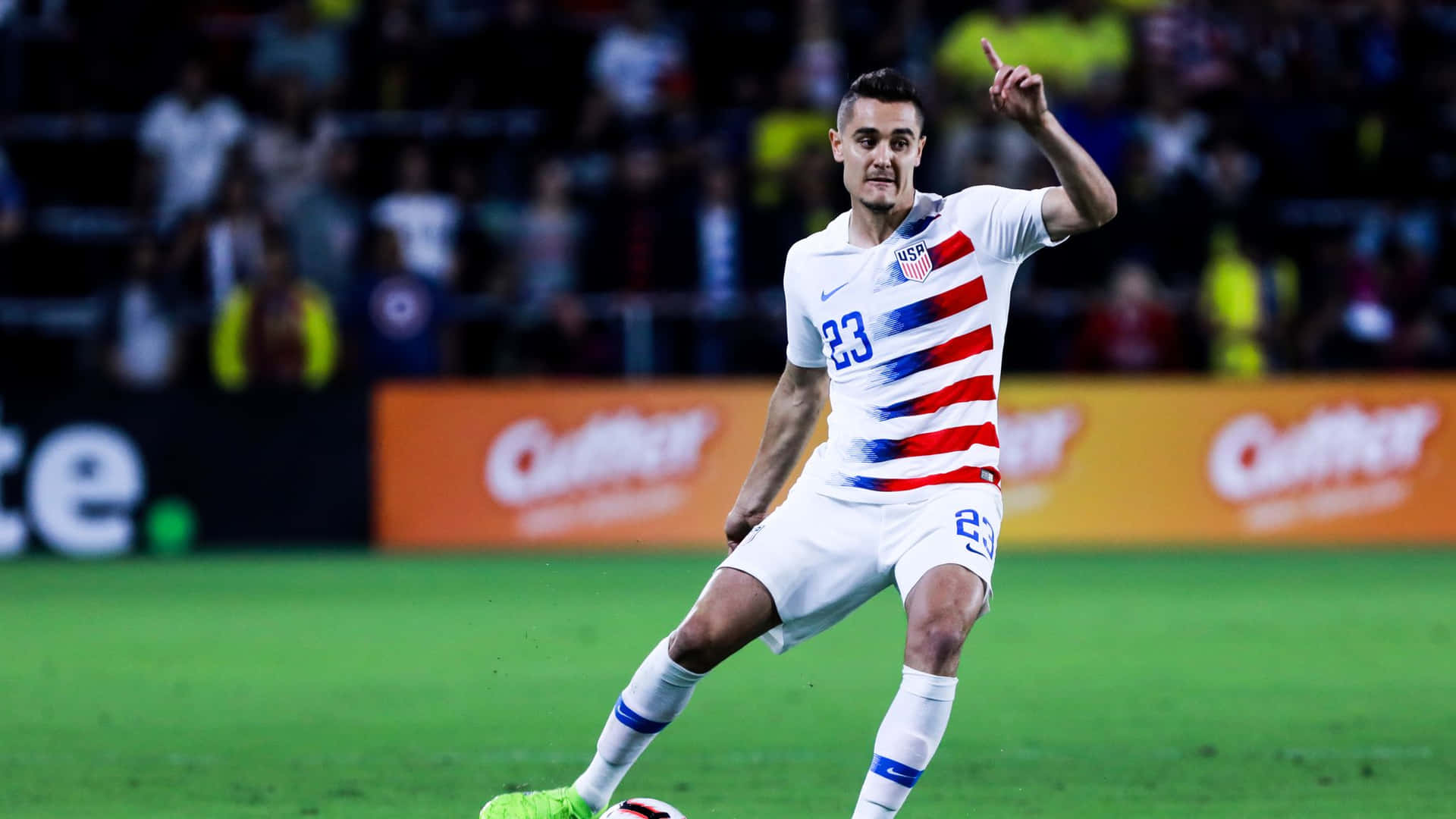 Professional Soccer Player Aaron Long Against Ecuador Background