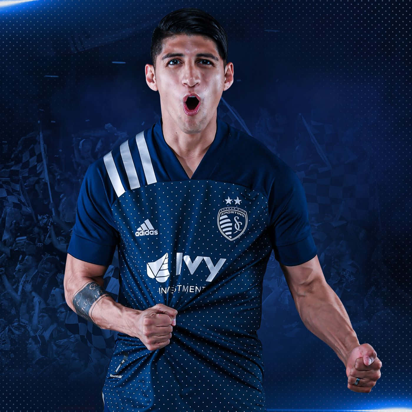 Professional Soccer Player Alan Pulido In Action Background